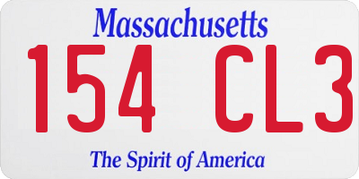 MA license plate 154CL3