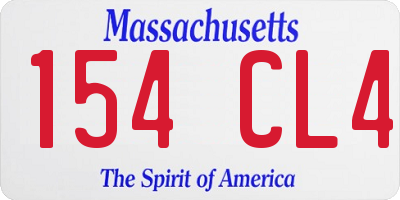 MA license plate 154CL4