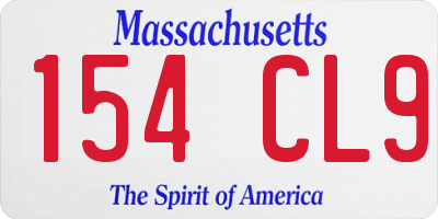 MA license plate 154CL9