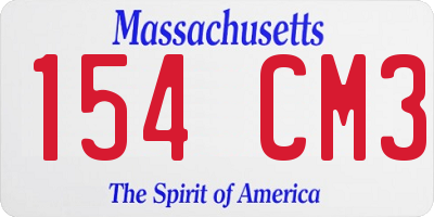 MA license plate 154CM3