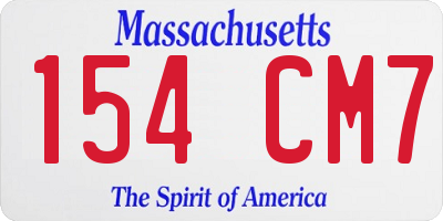 MA license plate 154CM7