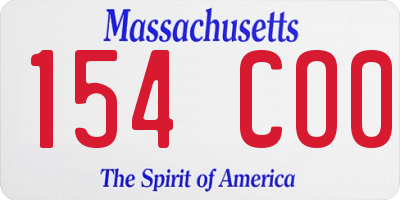 MA license plate 154CO0