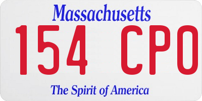 MA license plate 154CP0