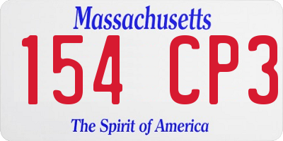 MA license plate 154CP3