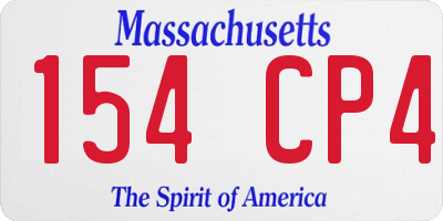 MA license plate 154CP4