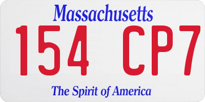 MA license plate 154CP7