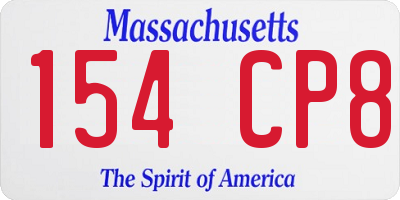MA license plate 154CP8