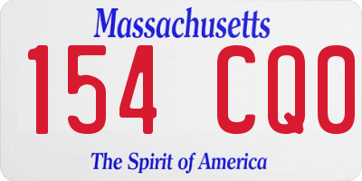 MA license plate 154CQ0