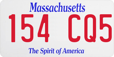 MA license plate 154CQ5