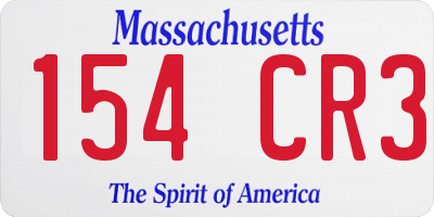 MA license plate 154CR3