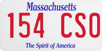 MA license plate 154CS0