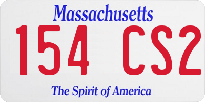 MA license plate 154CS2