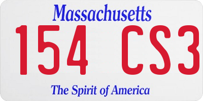 MA license plate 154CS3