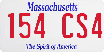 MA license plate 154CS4