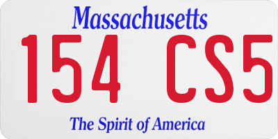 MA license plate 154CS5