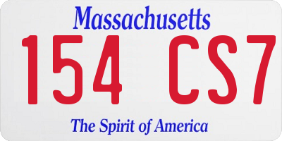 MA license plate 154CS7