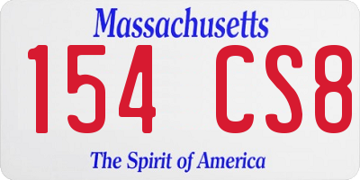 MA license plate 154CS8