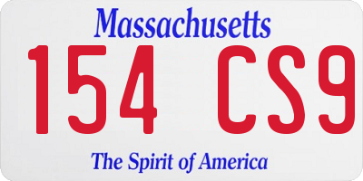 MA license plate 154CS9