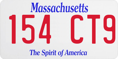 MA license plate 154CT9