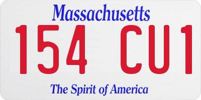 MA license plate 154CU1
