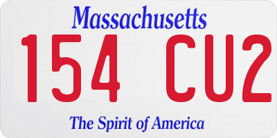 MA license plate 154CU2