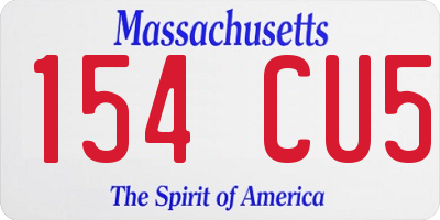 MA license plate 154CU5