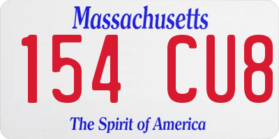 MA license plate 154CU8