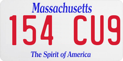 MA license plate 154CU9
