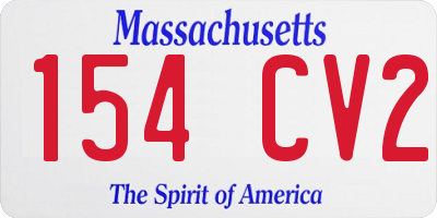 MA license plate 154CV2