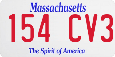 MA license plate 154CV3