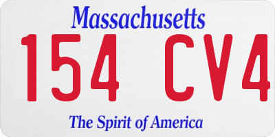 MA license plate 154CV4