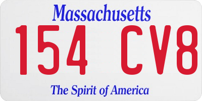 MA license plate 154CV8