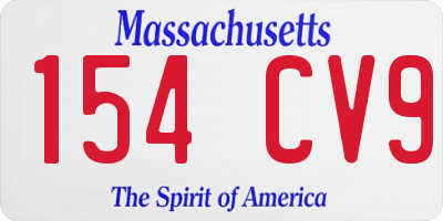 MA license plate 154CV9