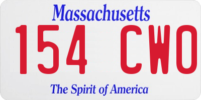 MA license plate 154CW0