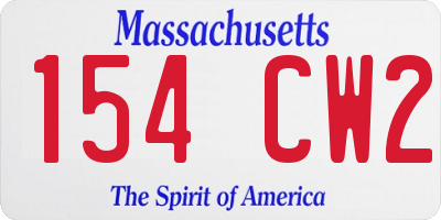 MA license plate 154CW2