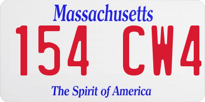 MA license plate 154CW4