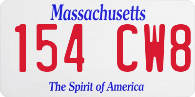 MA license plate 154CW8