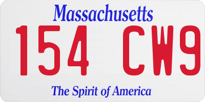 MA license plate 154CW9