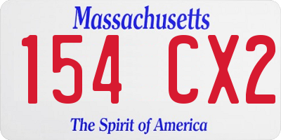 MA license plate 154CX2