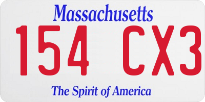 MA license plate 154CX3
