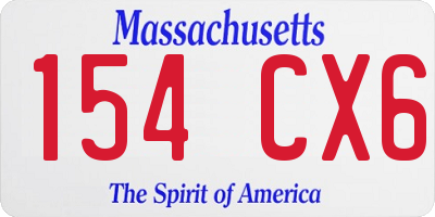 MA license plate 154CX6