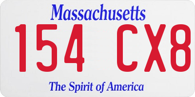 MA license plate 154CX8