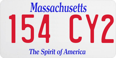 MA license plate 154CY2