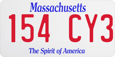 MA license plate 154CY3