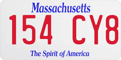 MA license plate 154CY8