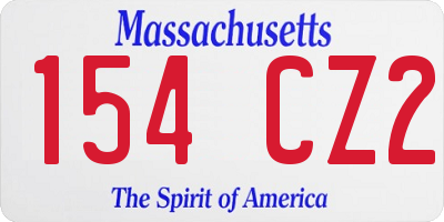 MA license plate 154CZ2