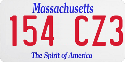 MA license plate 154CZ3