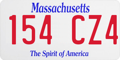 MA license plate 154CZ4