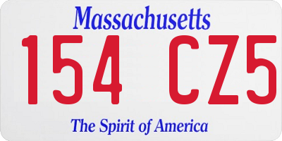 MA license plate 154CZ5