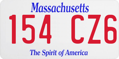 MA license plate 154CZ6